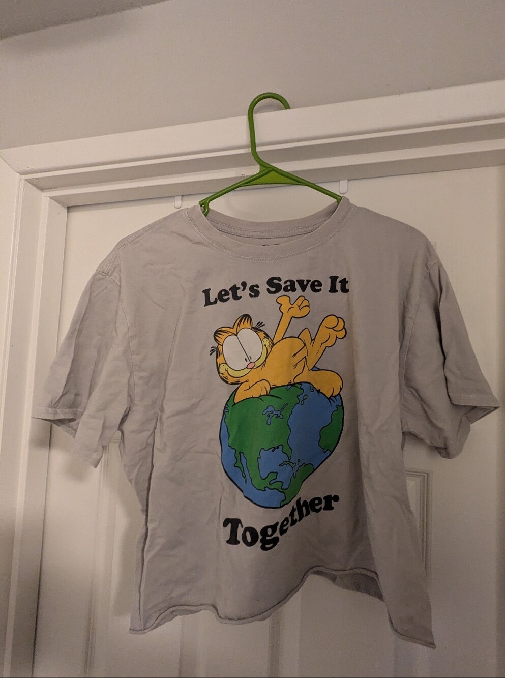 Garfield Save The World Together Cropped Graphic T-shirt